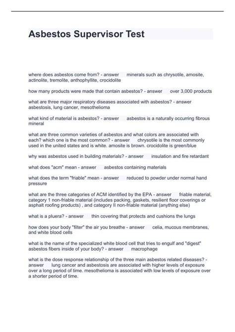 asbestos supervisor course test answers