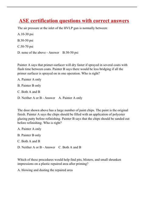 Ase Sample Questions Free