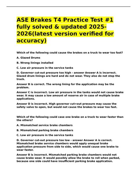 Ase T4 Practice Test