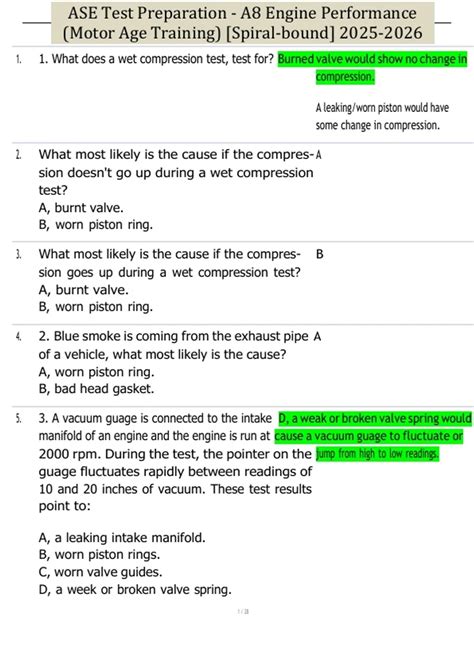 Ase Test Preparation A8 Engine Performance