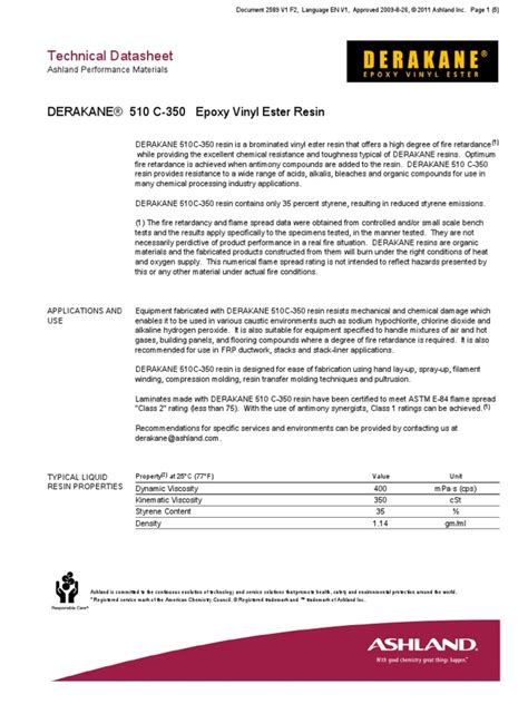 Ashland Technical Data Sheet