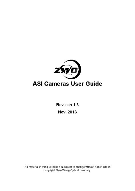 Asi Cameras User Guide
