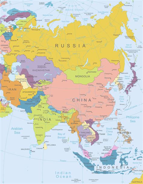 asia maps countries