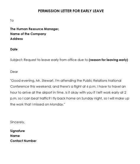 asking permission to leave work early