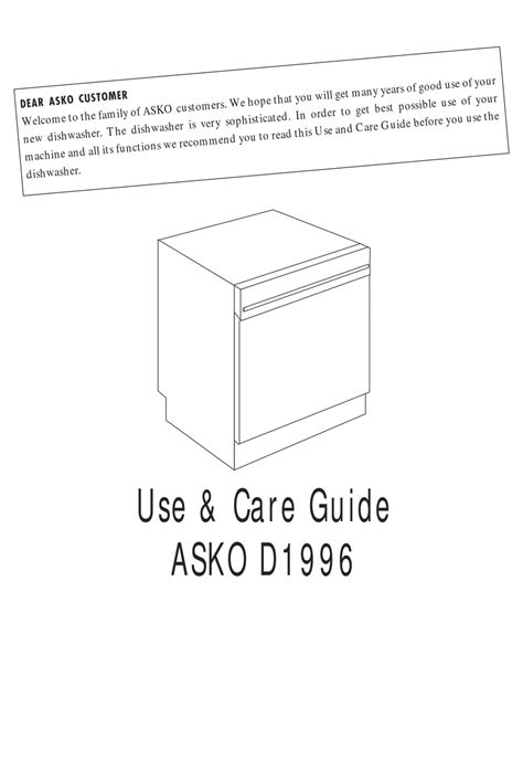 Download Asko D1996 User Guide 