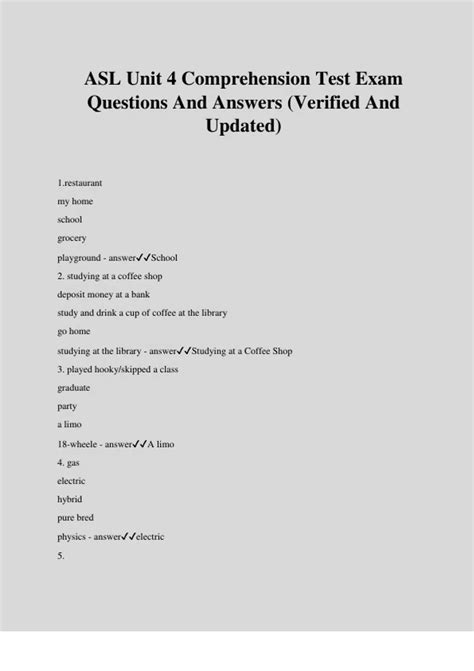 Asl At Work Student Comprehension Practice Answers