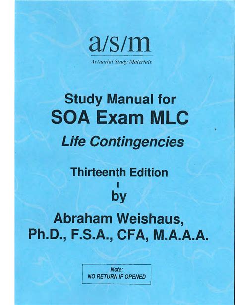 asm soa exam mfe study manual mlc