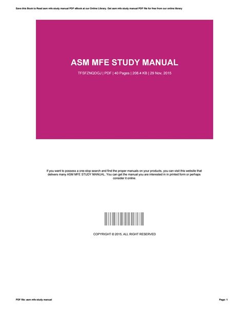 Full Download Asm Mfe Study Guide 