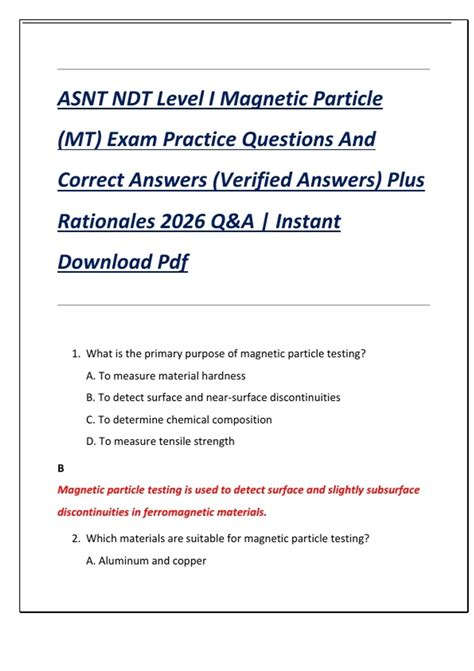 asnt ndt question answers