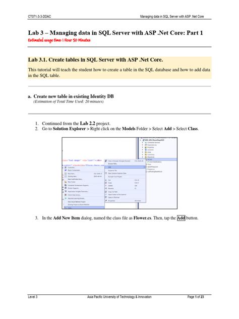 Asp Lab 1 Create A Web Site