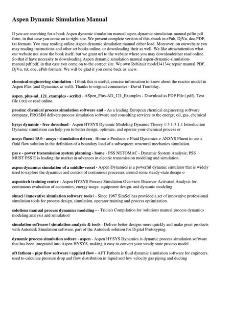 Aspen Dynamics Manual