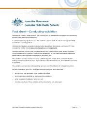 Asqa Fact Sheet On Validation