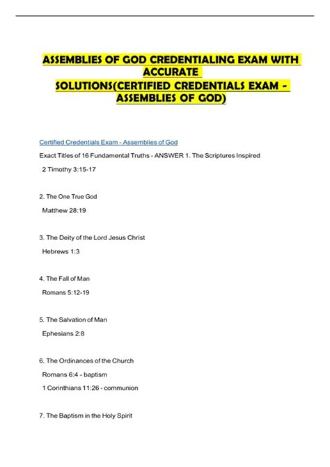 Assemblies Of God Credentialing Exam Study Guide
