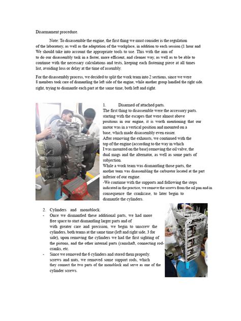 Assembly And Disassembly Of Four Stroke Petrol Engine