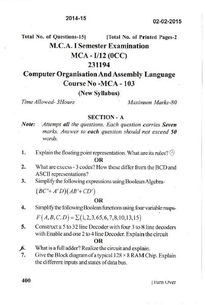 Download Assembly Language Question Paper 