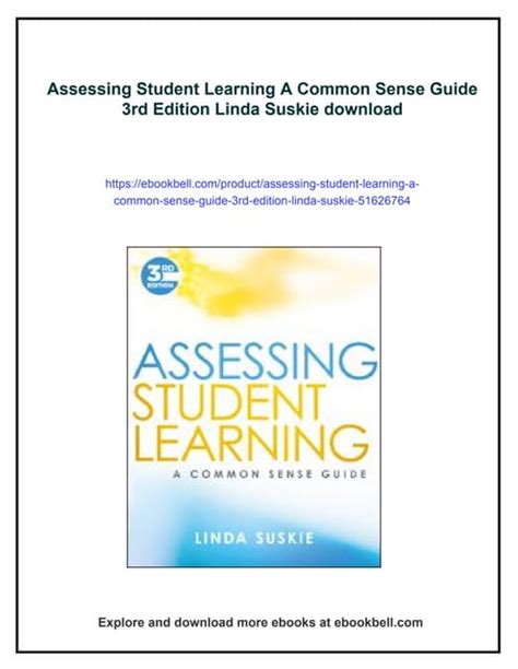 Assessing Student Learning A Common Sense Guide