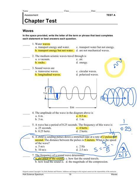 Assessment Chapter Test Waves Answers