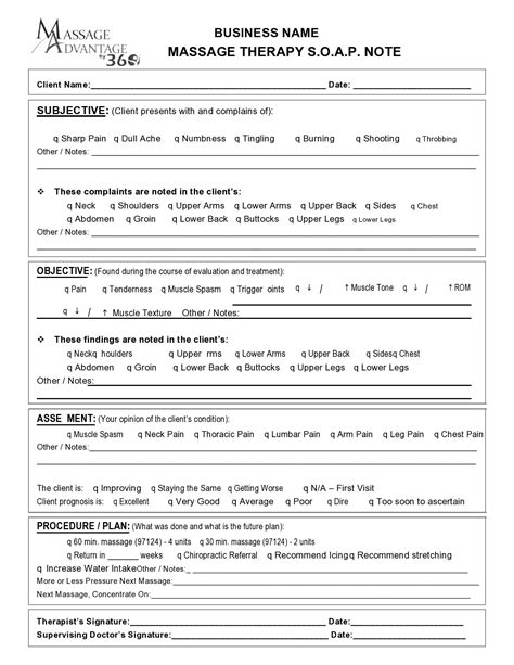 Assessment Notes For Treatment