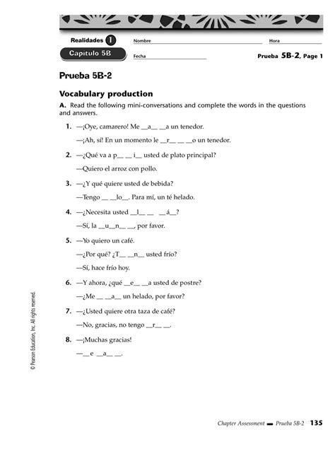 Assessment Prueba 5b Answer