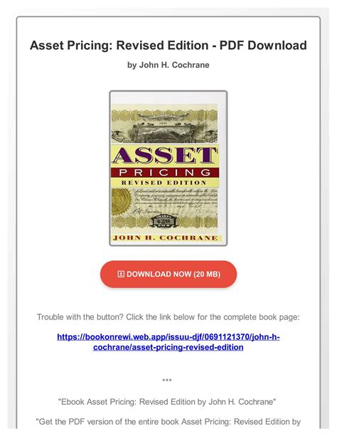 Read Online Asset Pricing Revised Edition Cochrane 