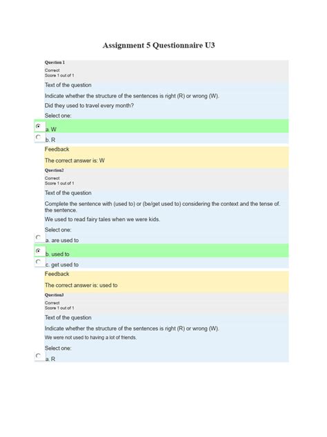 Assignment 5 Questionnaire U3 Assignment 5 Questionnaire U3