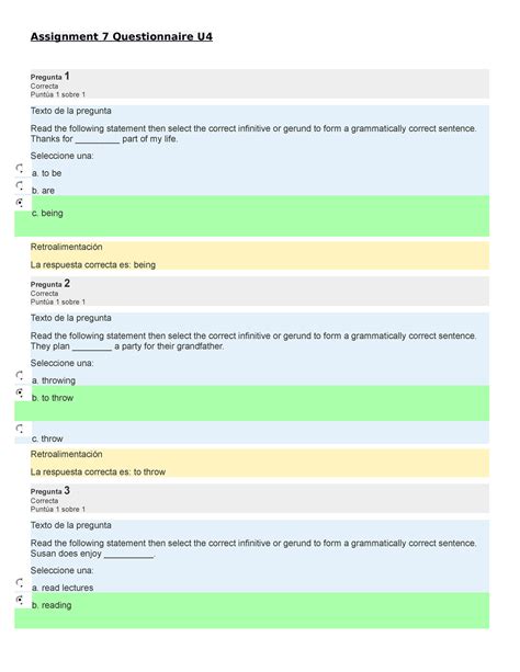 Assignment 7 Questionnaire U4 4