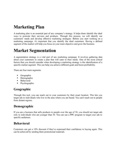 Assignment Of Marketing Plan