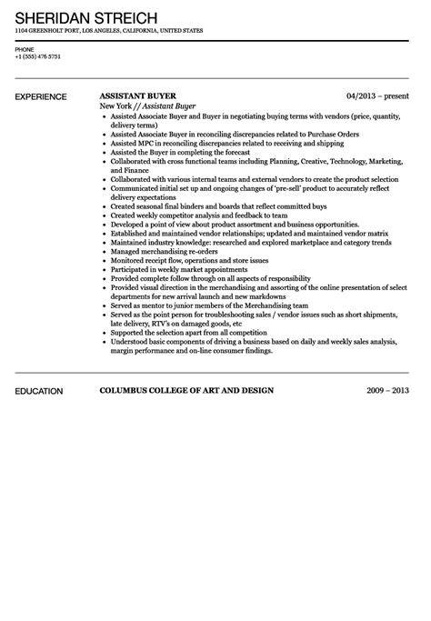 assistant buyer sample resume