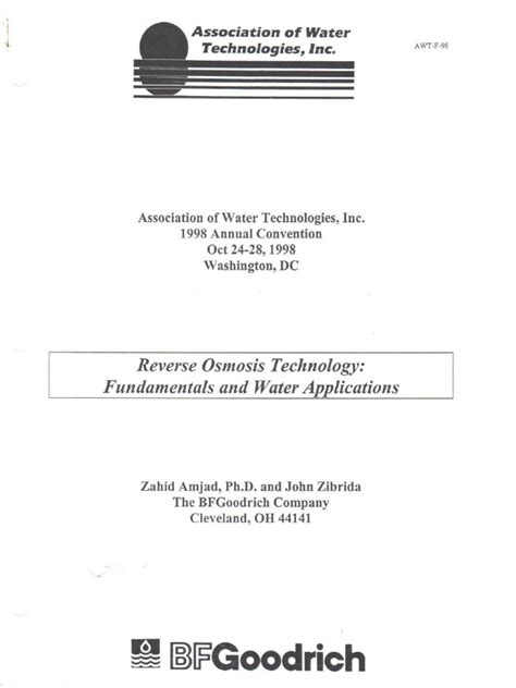 Association Of Water Technologies Technical Manual
