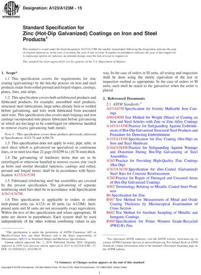Astm A123 Standard