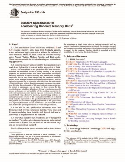 Astm C90 Standard Specification For Loadbearing Concrete Masonry Units