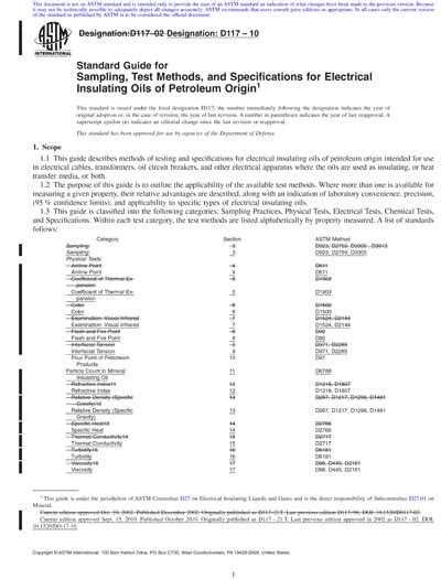 Astm D117 10 Standard Guide For Sampling Test Methods