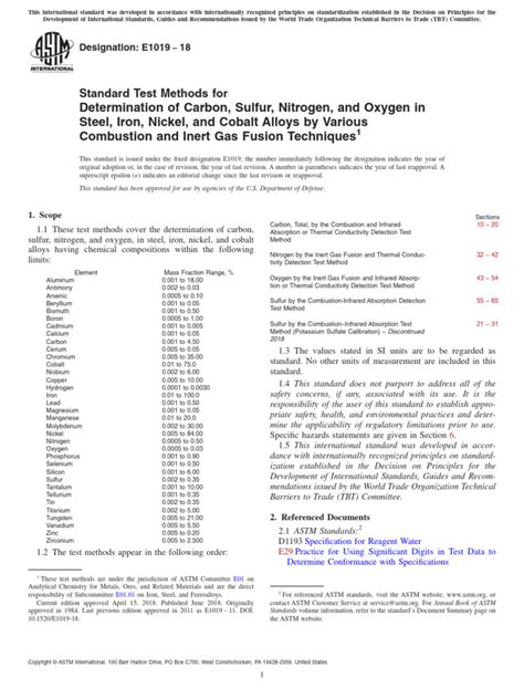 Astm E1019 Standard