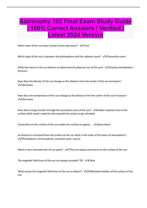 Astronomy 102 Chapter Exam