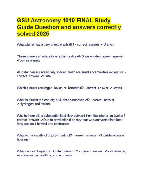 Astronomy Final Study Guide Answers 2013