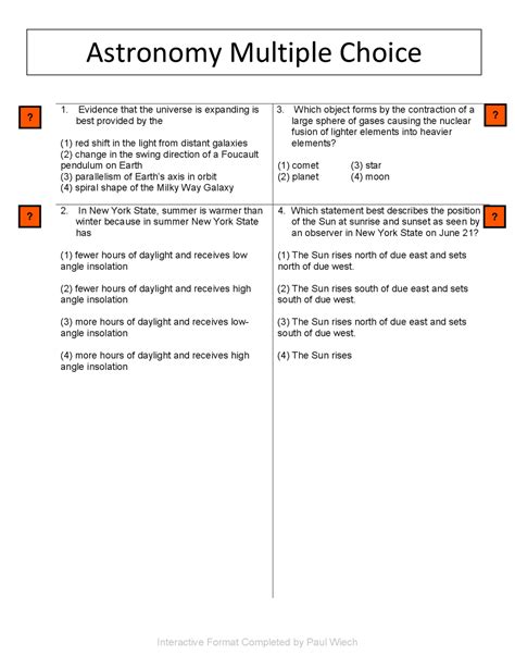 astronomy multiple choice questions and answers