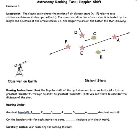 Astronomy Ranking Task Doppler Shift Answers