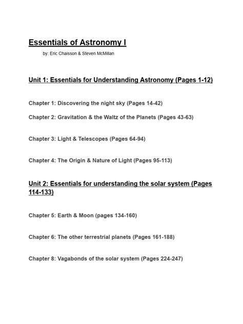 Astronomy Unit General Outline