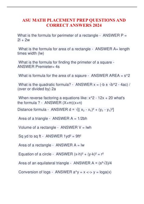 Read Online Asu Adsvanced Math Placement Test Answers 