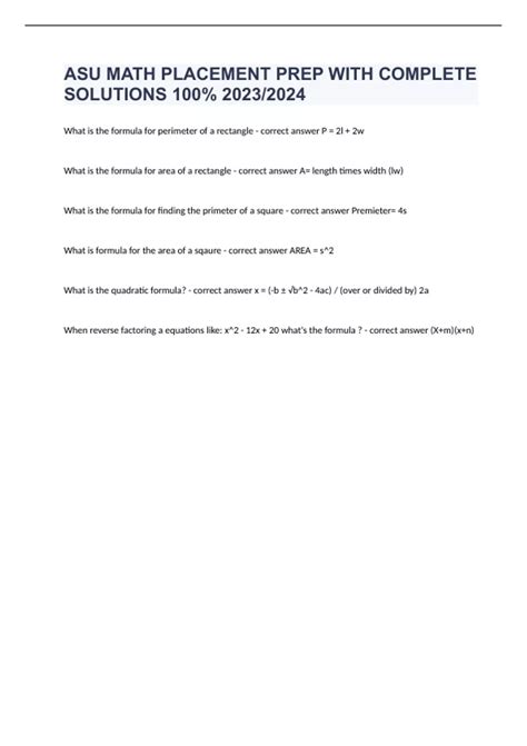 Read Online Asu Math Placement Test Study Guide 
