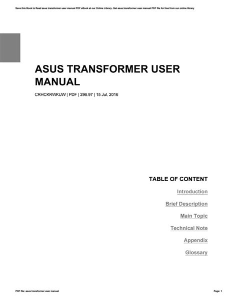 Read Asus Transformer User Guide 