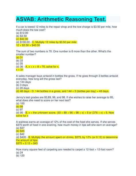 Asvab Answer Sheet Pdf