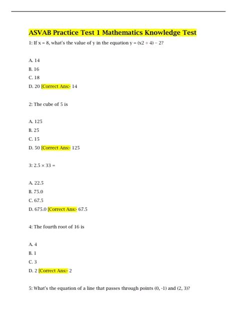 Asvab Practice Test Pdf