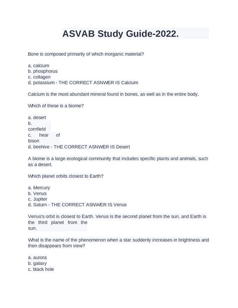 Asvab Study Guide 2022