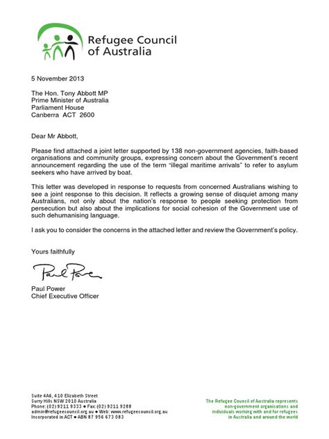 Asylum Seekers Supporting Letter Sample