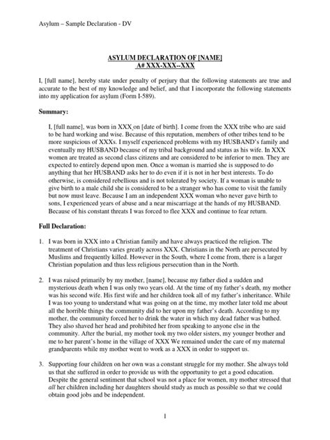 Asylum Statement Sample