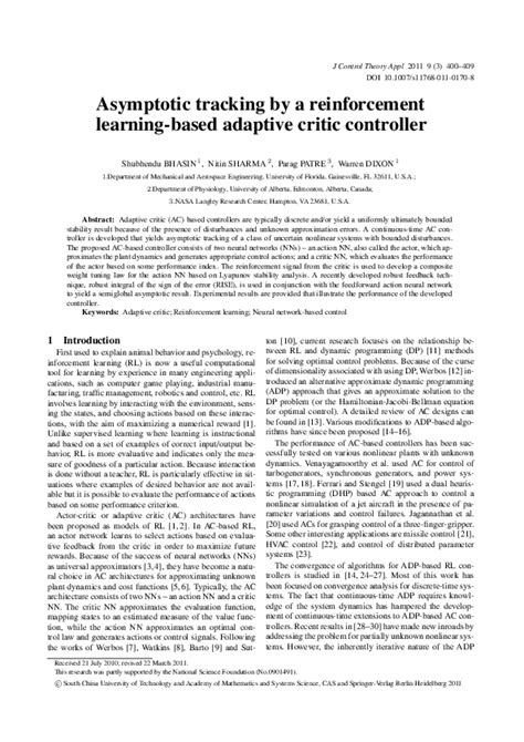 asymptotic tracking by a reinforcement learning based