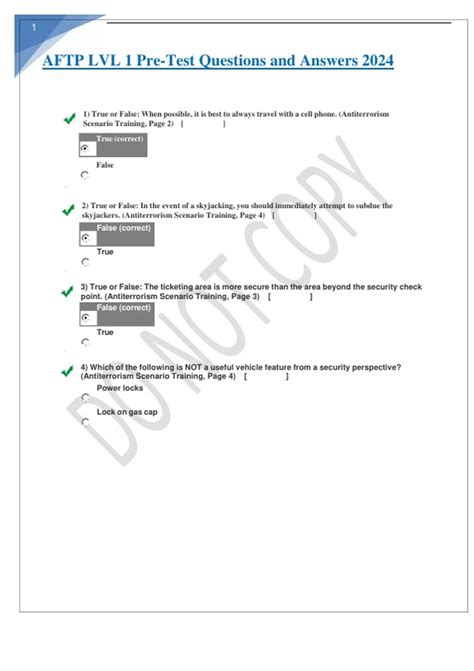 At Lvl 1 Pre Test Answers