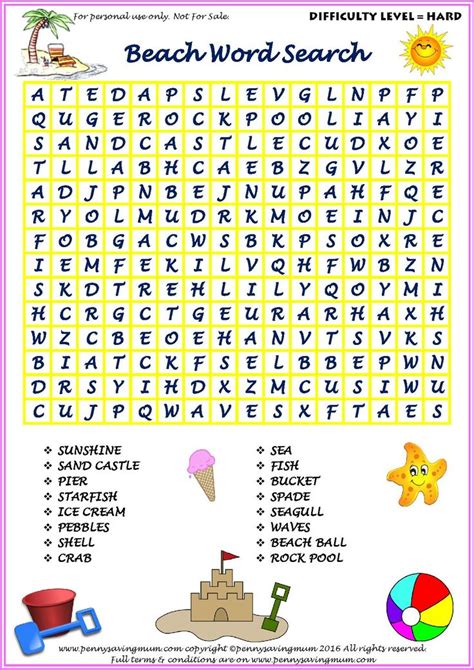 At The Beach Word Search Beach Themed Word Search - Beach Themed Word Search
