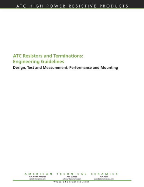 Atc Resistors And Terminations Engineering Guidelines